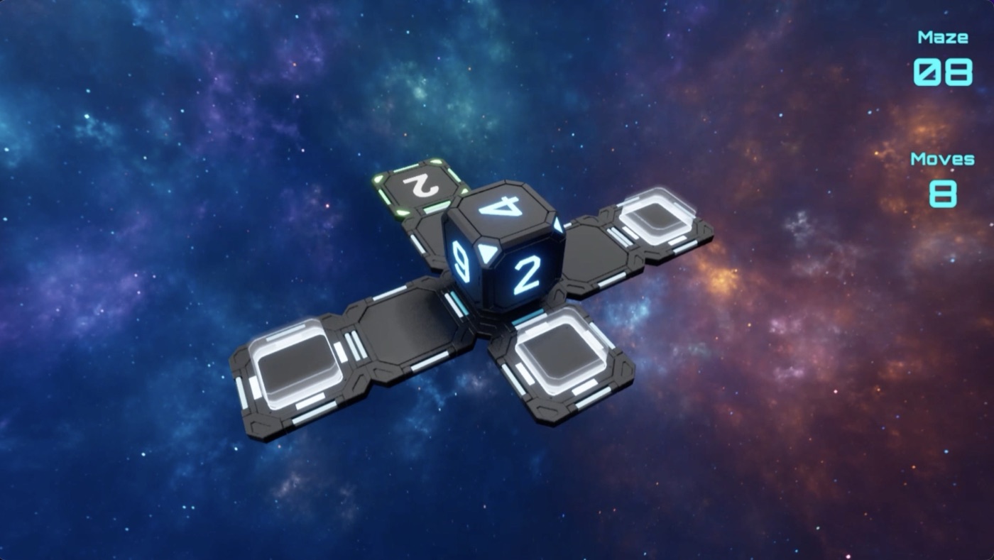 D6scend screenshot — Small boards are still demanding — the orientation must line up on arrival.